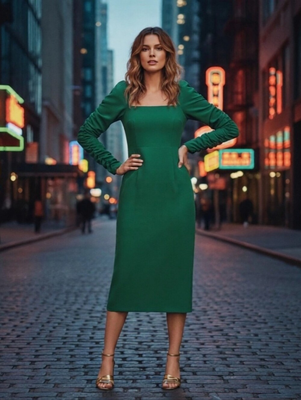 Antonio Melani Elena Crepe Square Neck Midi Dress